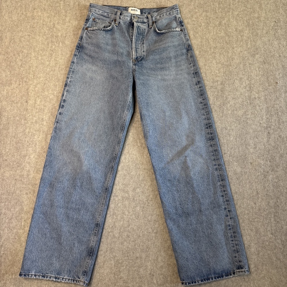 AGOLDE Low Slung Baggy Jeans Womens 25 Light Wash Button Fly Oversized